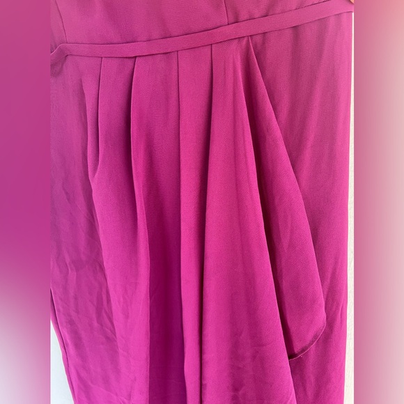David’s Bridal Sangria Pink Long Maxi Chiffon Bridesmaid Prom Dress with Slit - Picture 5 of 10